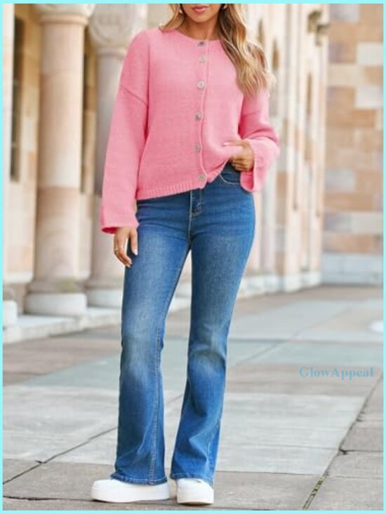 Oversized Chunky Knit Button Down Cardigan Sweater Long Sleeve - Picture 3 of 6